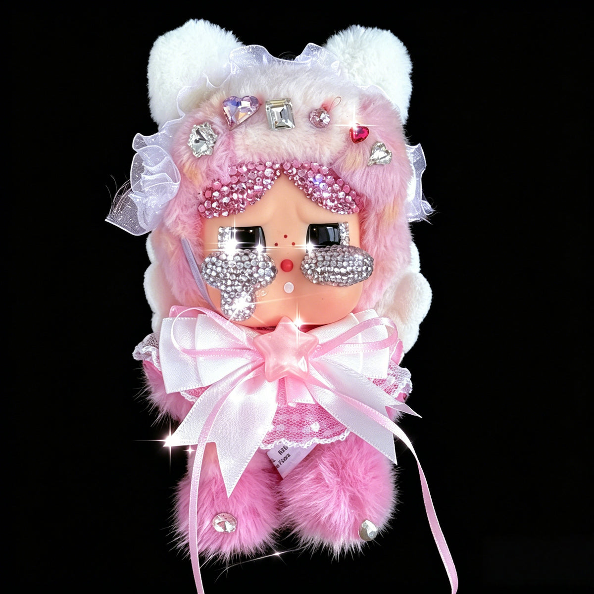 【popmart100%genuine product】crybaby pink diy diamond doll customization