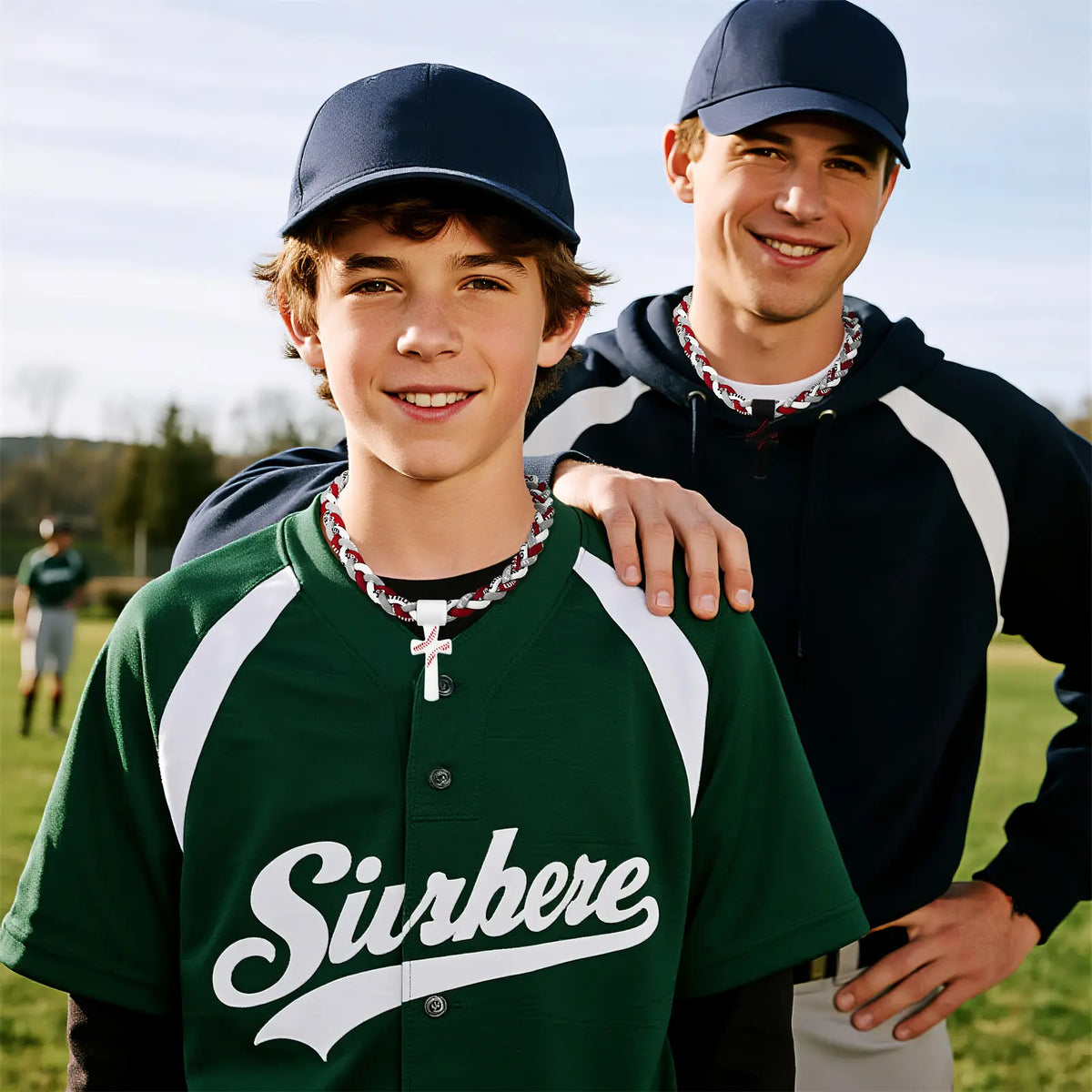 Baseball Necklaces for Boys 8-12, Triple Rope Tornado Sports Necklace with Cross Pendant, Soft Silicone & Rope Baseball Jewelry, Inspirational “I CAN DO ALL THINGS PHL4:13”, White, 18.11 in
