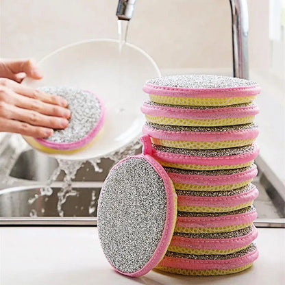 Random Color Double-sided Dishwashing Sponge 5pcs Portable Durable Hanging Multifunctional Kitchen Cleaning Sponge Household Cleaning Tool