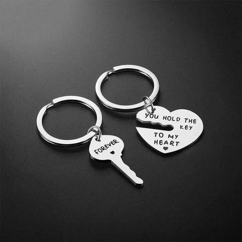 2pcs Set Men Women Cute Heart Key Keychain Couple Key Ring Lovers Key Chain Jewelry Accessory Gift