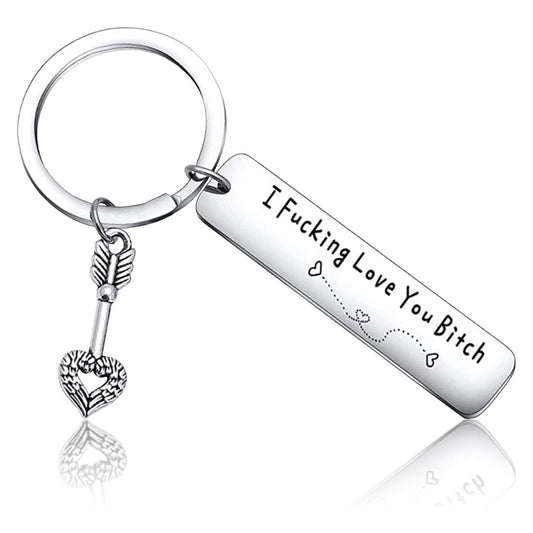 Best Friend Keychain for Women, Stainless Steel Key Chain Engrave I Fking Love You Bith Birthday Christmas Friendship Gift for Bestie Best Friends Female Bff