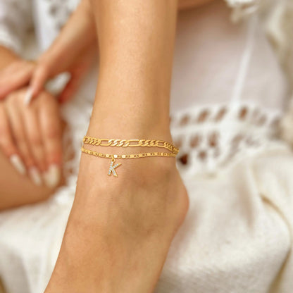Ankle Bracelets for Women Dainty Chain Initial Pendant Anklets Set Hypoallergenic A-Z Gifts for Girls Trendy Adjustable Size Waterproof Costume Accessories