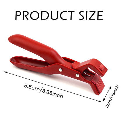 2 Counts Hot Plate Gripper, Multi-Purpose Anti-Scald Tool for Bowls, Plates, Pans, Serving as Holder, Clip, Tongs, Clamp in Kitchen Red & Green