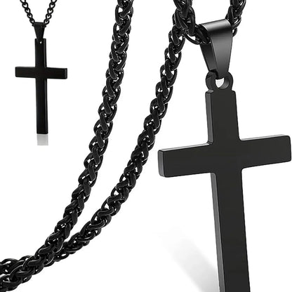 Gold Plated Stainless Steel Simple Big Cross Pendant Necklace Large Dainty Christian Cross Necklace for Men & Women Fashion Jewelry