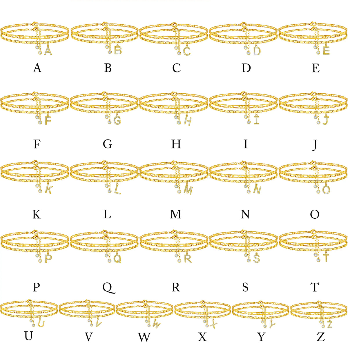 Ankle Bracelets for Women Dainty Chain Initial Pendant Anklets Set Hypoallergenic A-Z Gifts for Girls Trendy Adjustable Size Waterproof Costume Accessories