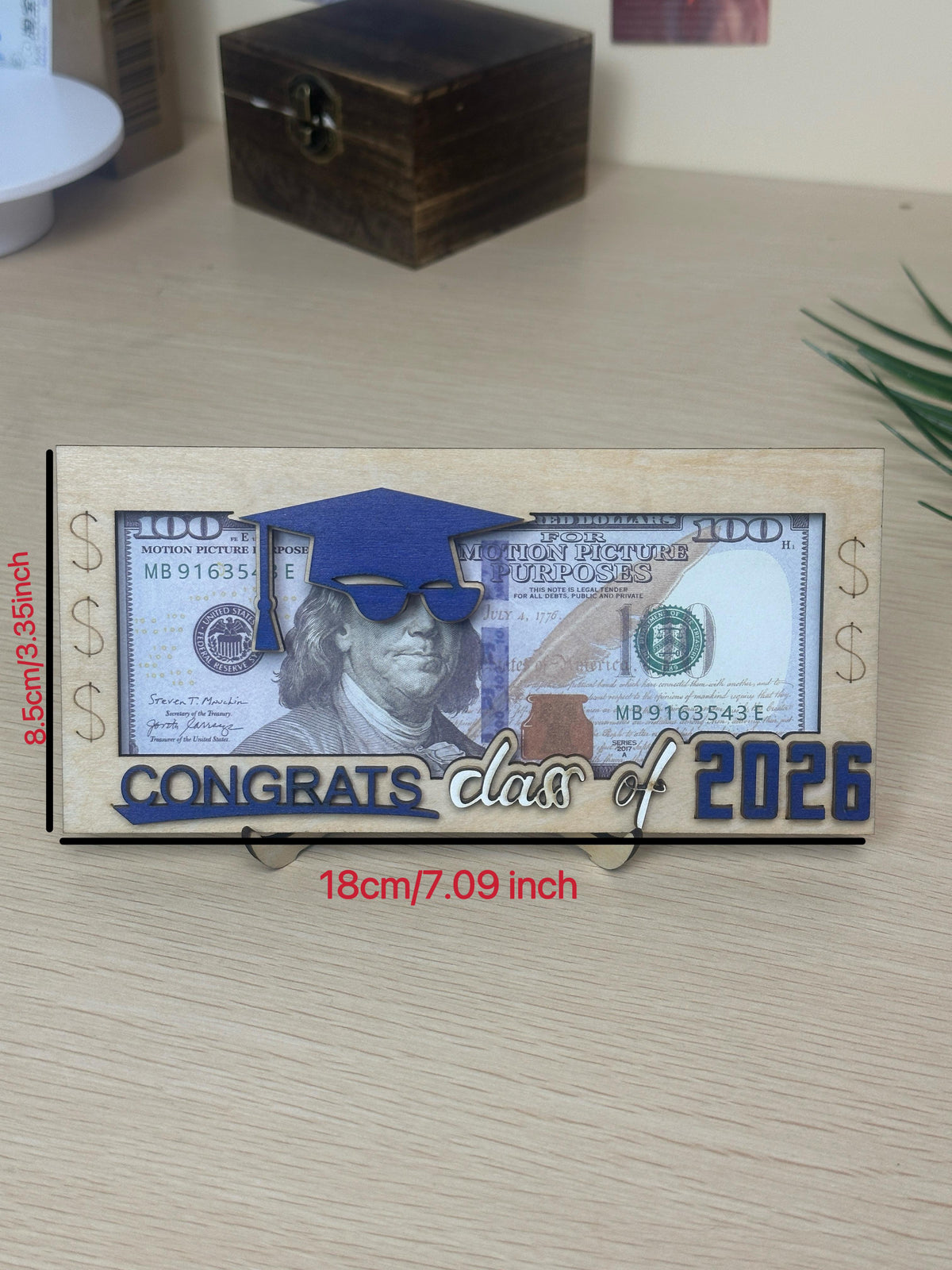 Graduation 2026 Money Holder-Unique Wooden Cash Gift Box for Class of 2026, Creative Graduation Gift for Seniors