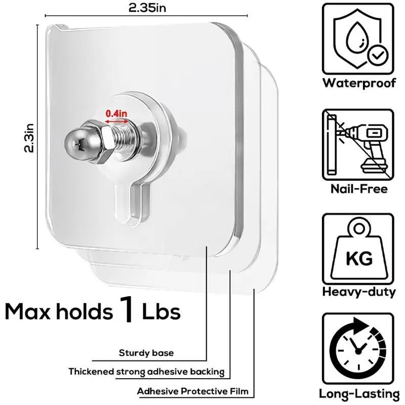 BUY 10 GET 10 FREE 20PCS Adhesive Frame Hooks Wall Mount Self-Adhesive Hooks Suitable for Bathroom and Kitchen Decoration
