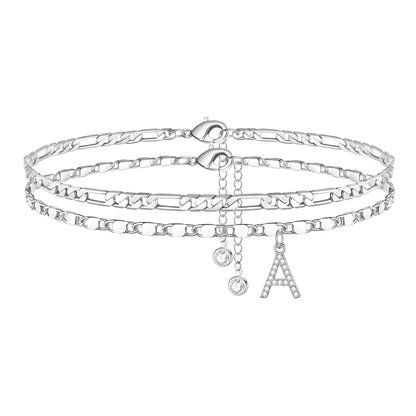 Ankle Bracelets for Women Dainty Chain Initial Pendant Anklets Set Hypoallergenic A-Z Gifts for Girls Trendy Adjustable Size Waterproof Costume Accessories