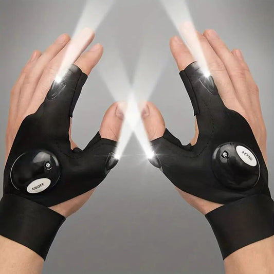 LED glove flashlight, luminous fishing gloves, emergency maintenance lighting gloves finger lights